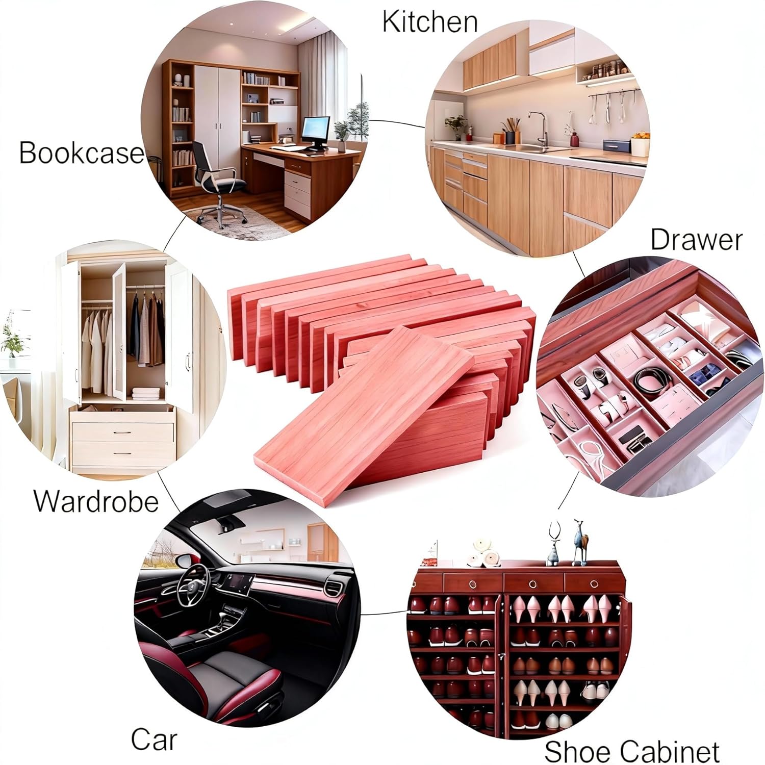 Cedar Blocks for Closet Storage,16Pcs American Cedar Planks Chips for Closet Drawers Organization,100% Natural Aromatic Red Cedar Blocks,100% Natural Red Cedar Wood Chips