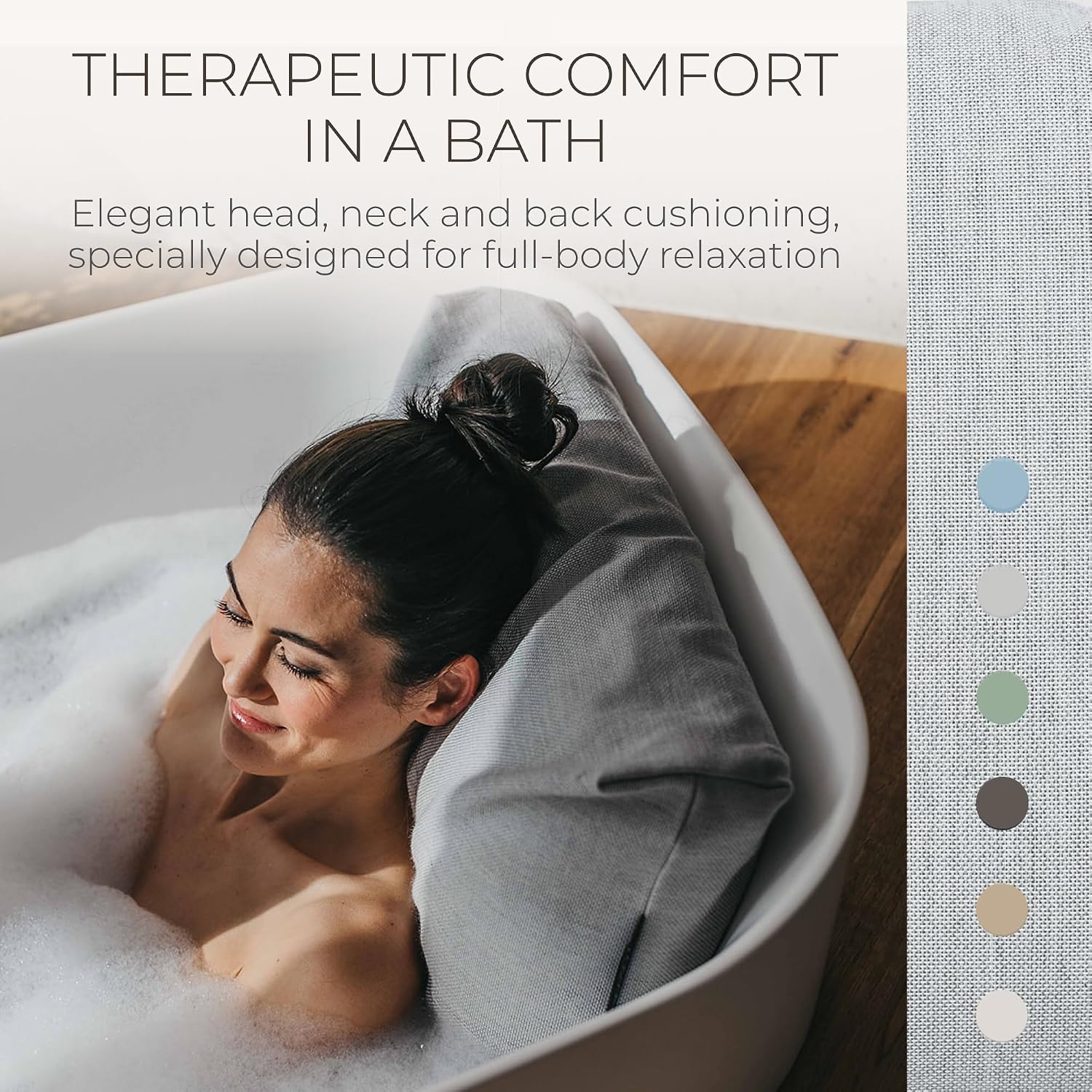 BADESOFA® Luxury Bath Pillow M - Lusciously Soft & Comfortable Tub Pillow for Bathtub - Washable & Quick-Drying Bath Back Pillow - Non-Slip Full Body Tub Pillow - Luxury Spa Cushion in Grey