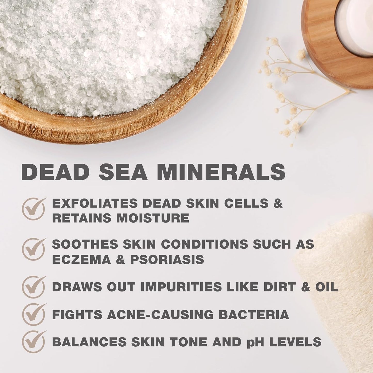One with Nature 100% Dead Sea Bath Salt for Soaking - 5LB Unscented with High Mineral Content, Magnesium, Sulfur, Zinc, Potassium. Skin Nourishing and Exfoliating. Resealable and Recyclable Container