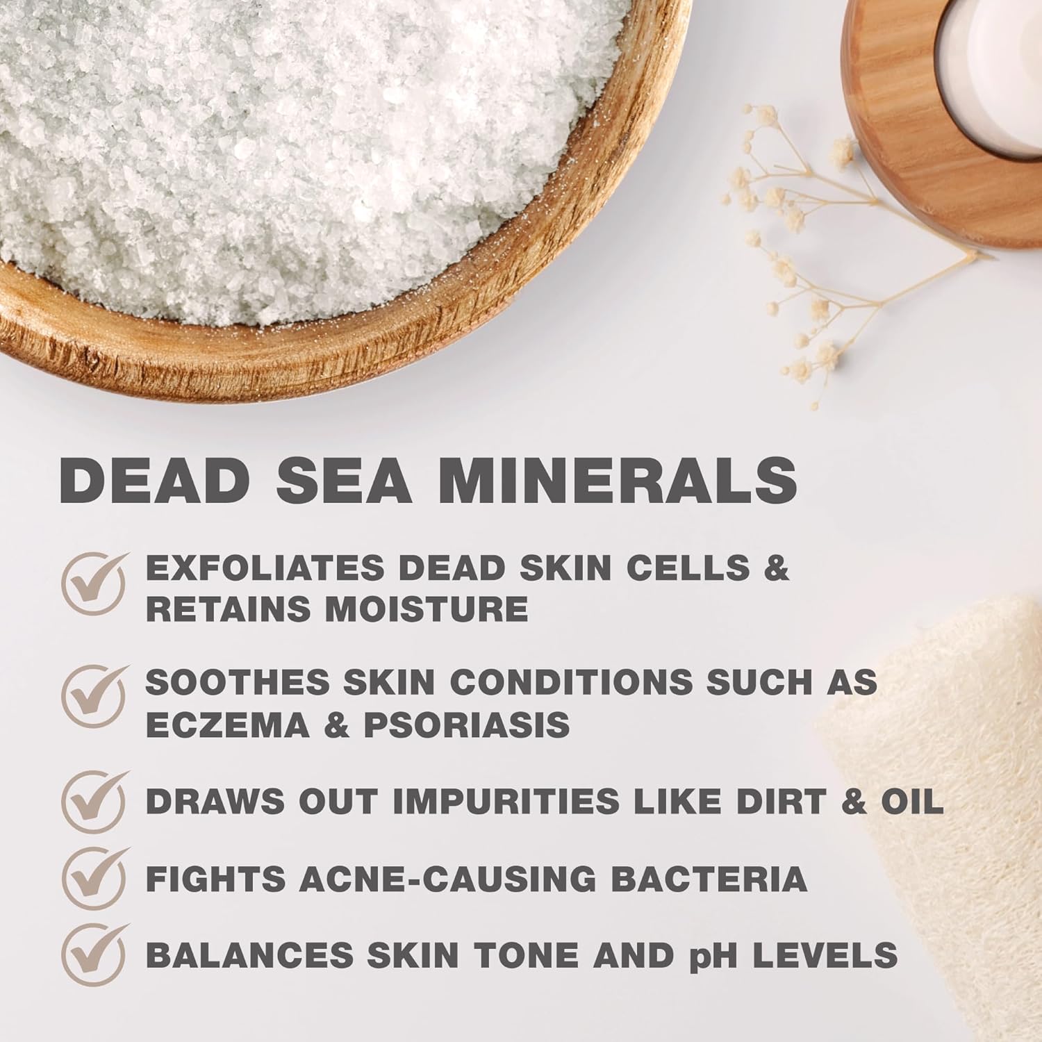 One with Nature 100% Dead Sea Bath Salt for Soaking - 5LB Unscented with High Mineral Content, Magnesium, Sulfur, Zinc, Potassium. Skin Nourishing and Exfoliating. Resealable and Recyclable Container