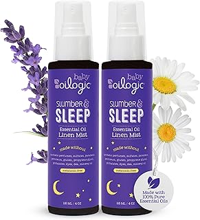 Oilogic Slumber & Sleep Spray for Babies & Toddlers - Aromatherapy Linen Spray with 100% Pure Essential Oils Sleep, Comfort, & Wellness Blends - Pediatrician-Tested Baby Essentials for Bedtime, 2-Pack