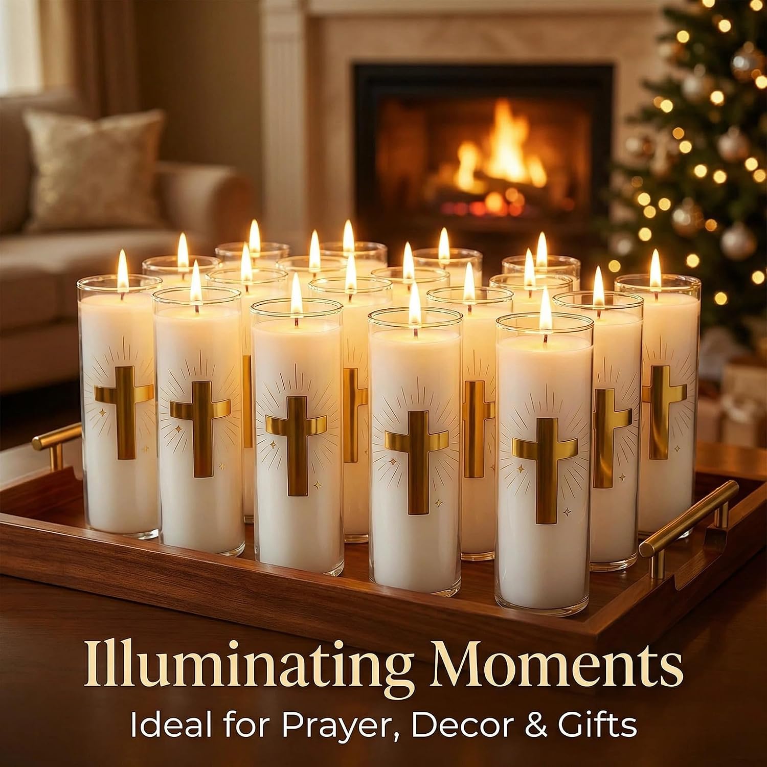 White Beeswax Candle – 2 Pack, 160-Hour, Blessed for Church, Wedding, Prayer & Home – Christian Gift for Women