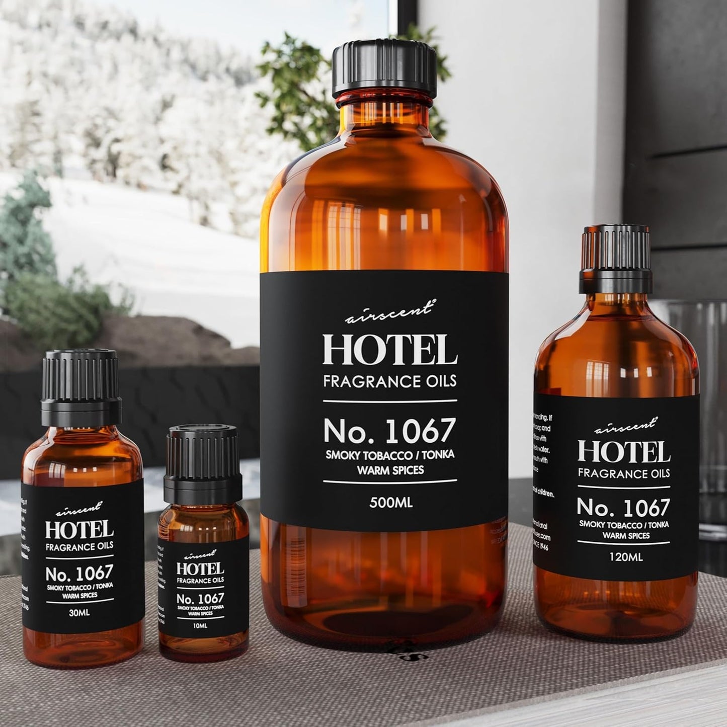 AirScent Hotel Diffuser Oil No. 1067 - Smoky Tobacco, Tonka, Warm Spices - Premium Fragrance Oil for Ultrasonic and Waterless Diffusers and Crafting - 10 mL, 0.34 fl oz Glass Dropper Bottle