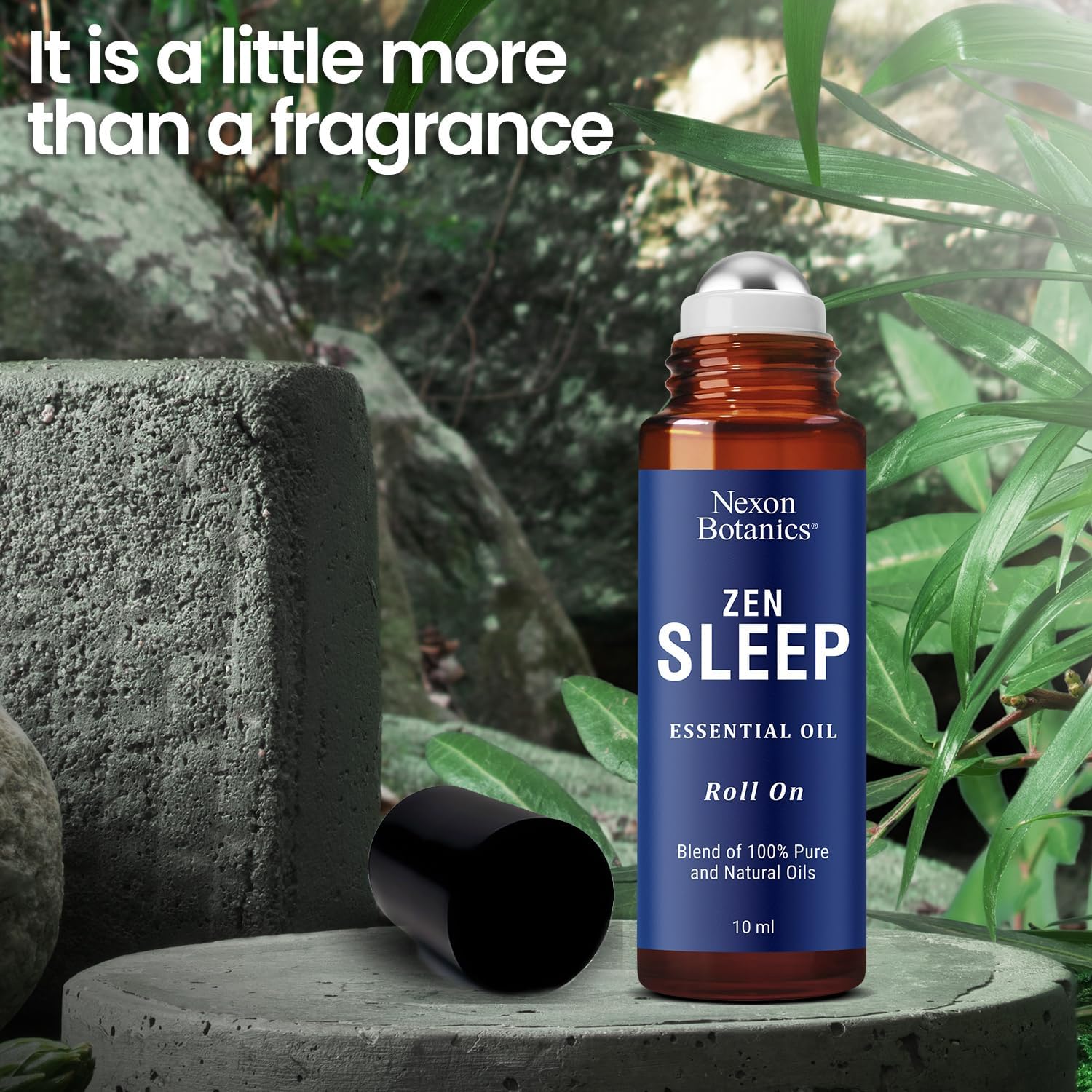 Zen Sleep Essential Oil Roll-On 10 ml - Calming Blend for Serenity & Deep Sleep with Lavender, Rosemary - Easy-to-Use Roller Ball - Nexon Botanics