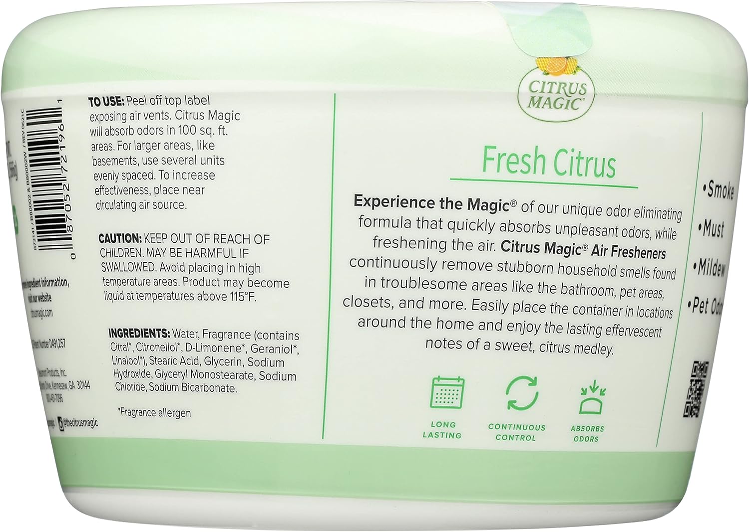 Citrus Magic Odor Absorbing Solid Air Freshener, Fresh Citrus, 20-Ounce, Pack of 2
