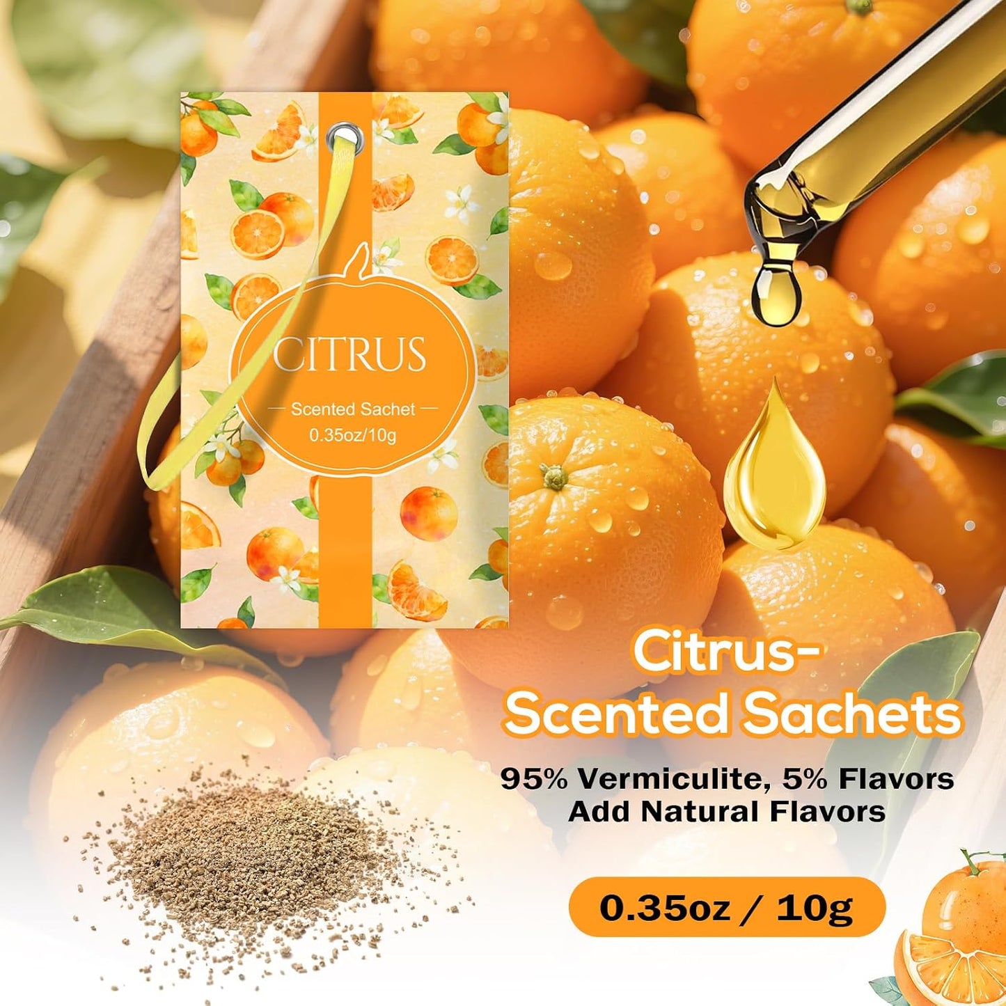 SCENTORINI Scented Sachets for Drawers and Closets, Citrus Scent 14 Pack, Home Fragrance Sachets Bags Wardrobe Freshener for Dresser, Closets, Clothes Storage, Small Space, Suitcases