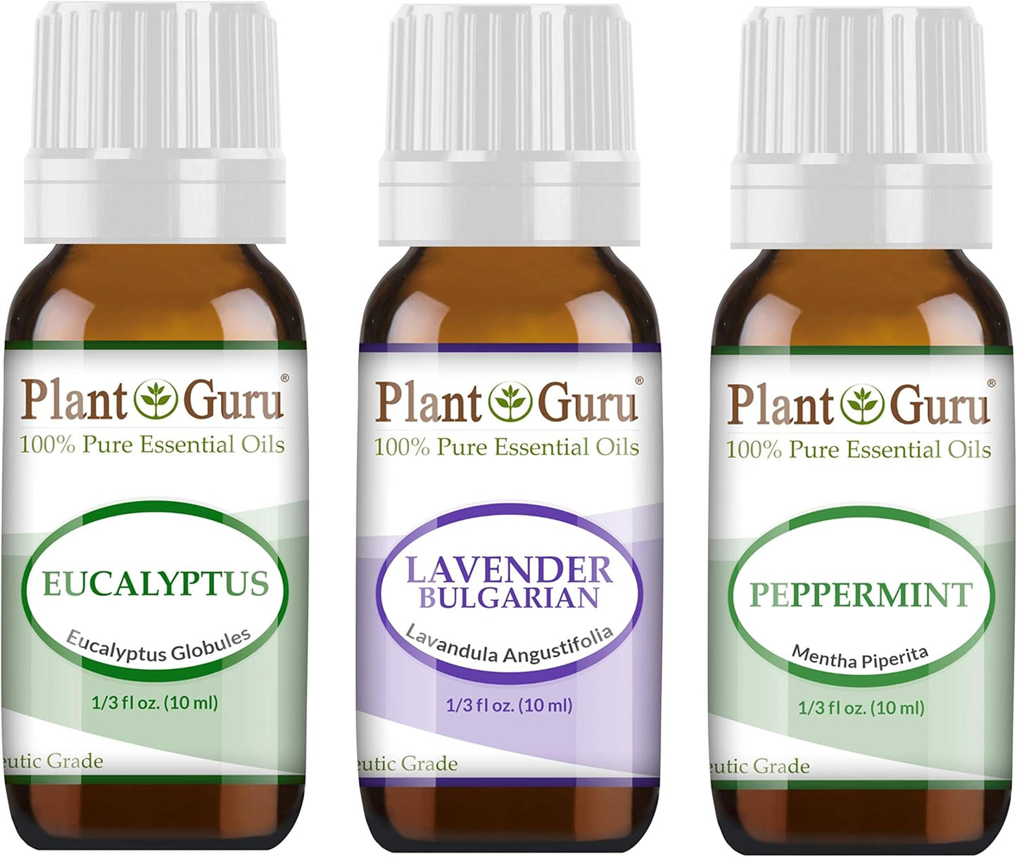 Essential Oil Set Beginner Trio Kit 10 ml 100% Pure Therapeutic Grade Includes: Eucalyptus, Lavender, Peppermint. for Aromatherapy Diffuser Humidifier, Skin and Hair Growth.