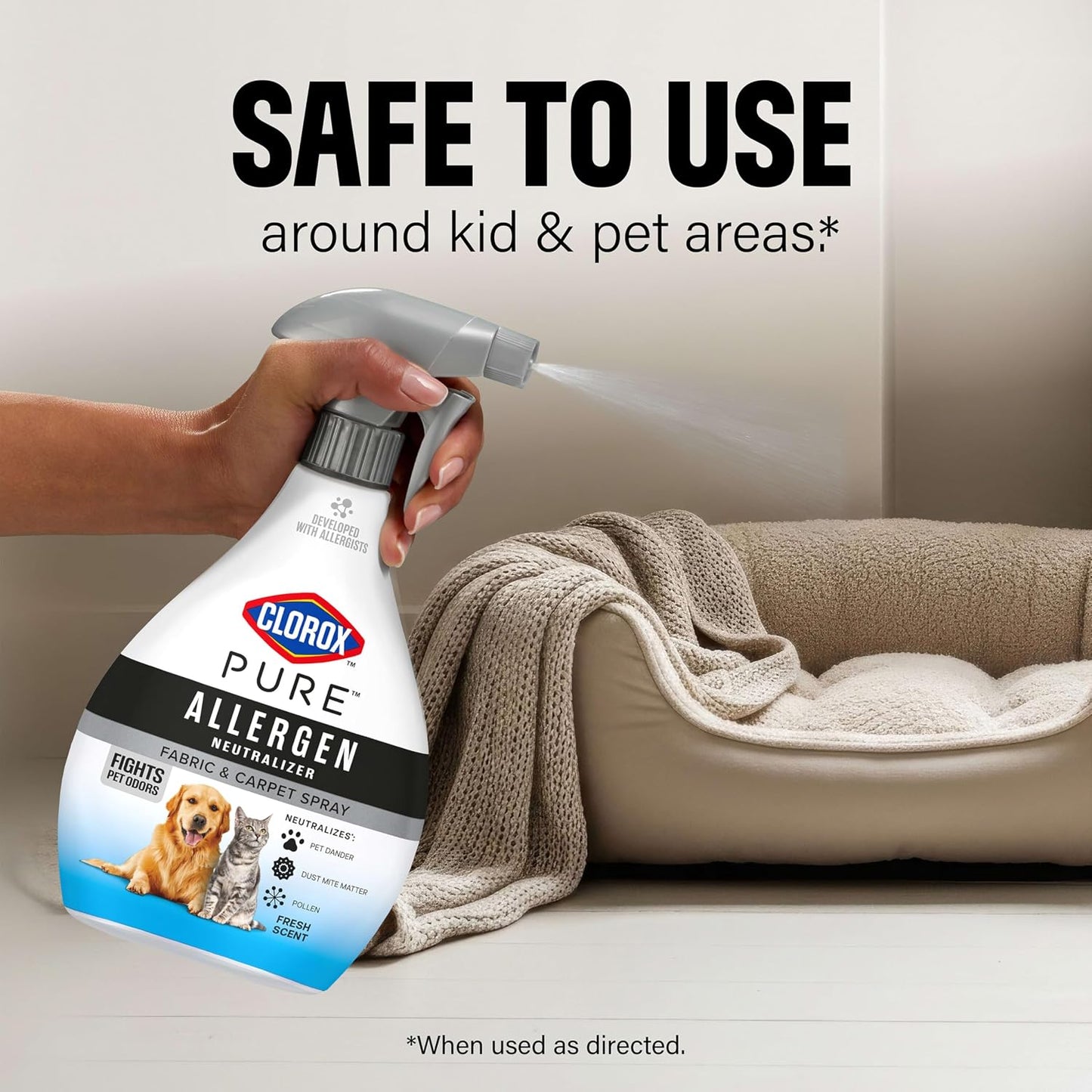 Clorox PURE Allergen Neutralizer Fabric and Carpet Spray, Fights Pet Odors, Fresh Scent, 26 Fl Oz.