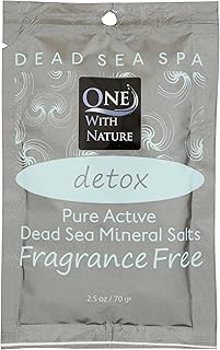 One With Nature, Bath Salt Dead Sea Detox Fragrance Free Packet, 2.5 Ounce