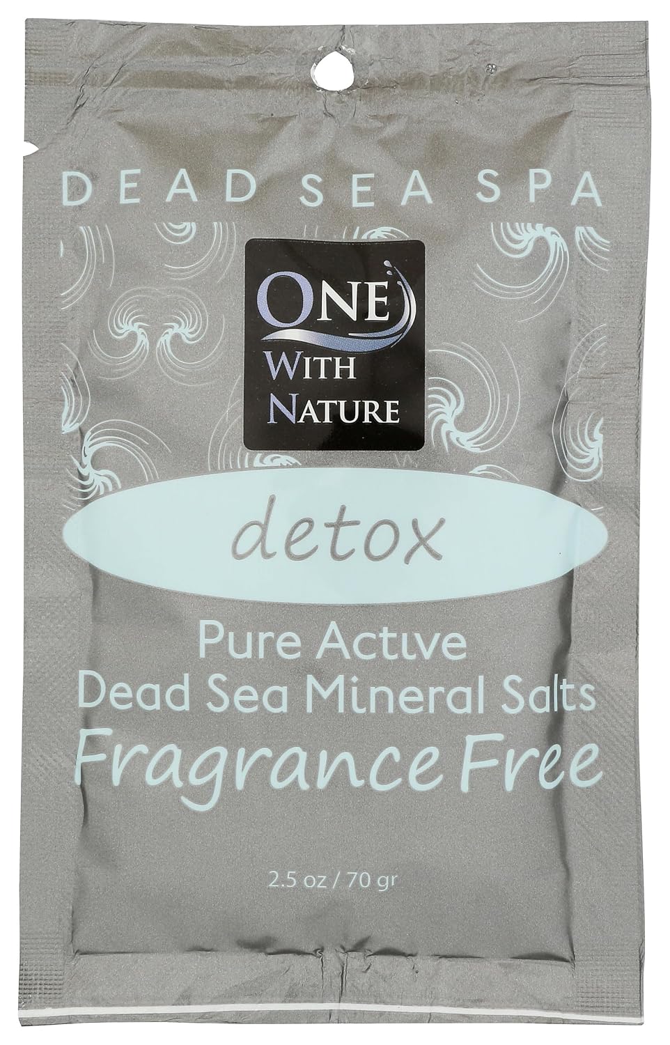 One With Nature, Bath Salt Dead Sea Detox Fragrance Free Packet, 2.5 Ounce
