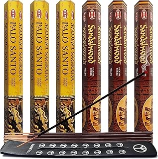 Palo Santo & Sandalwood Incense Sticks & Holder Bundle Variety Pack from Hem Trumiri Insense Insence