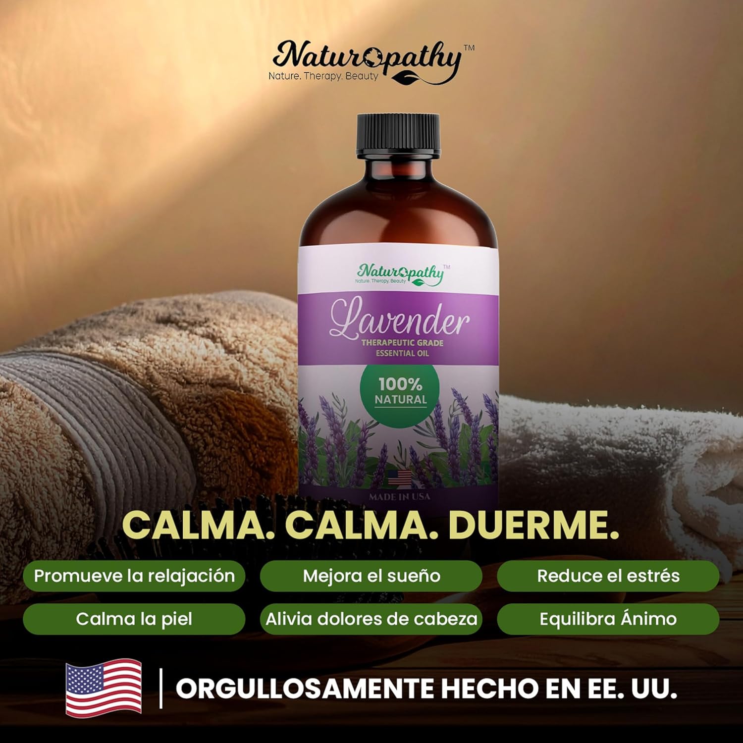 Naturopathy Lavender Essential Oil, 100% Natural Therapeutic Grade, Premium Quality Lavender Oil, 4 fl. Oz - Perfect for Aromatherapy and Relaxation