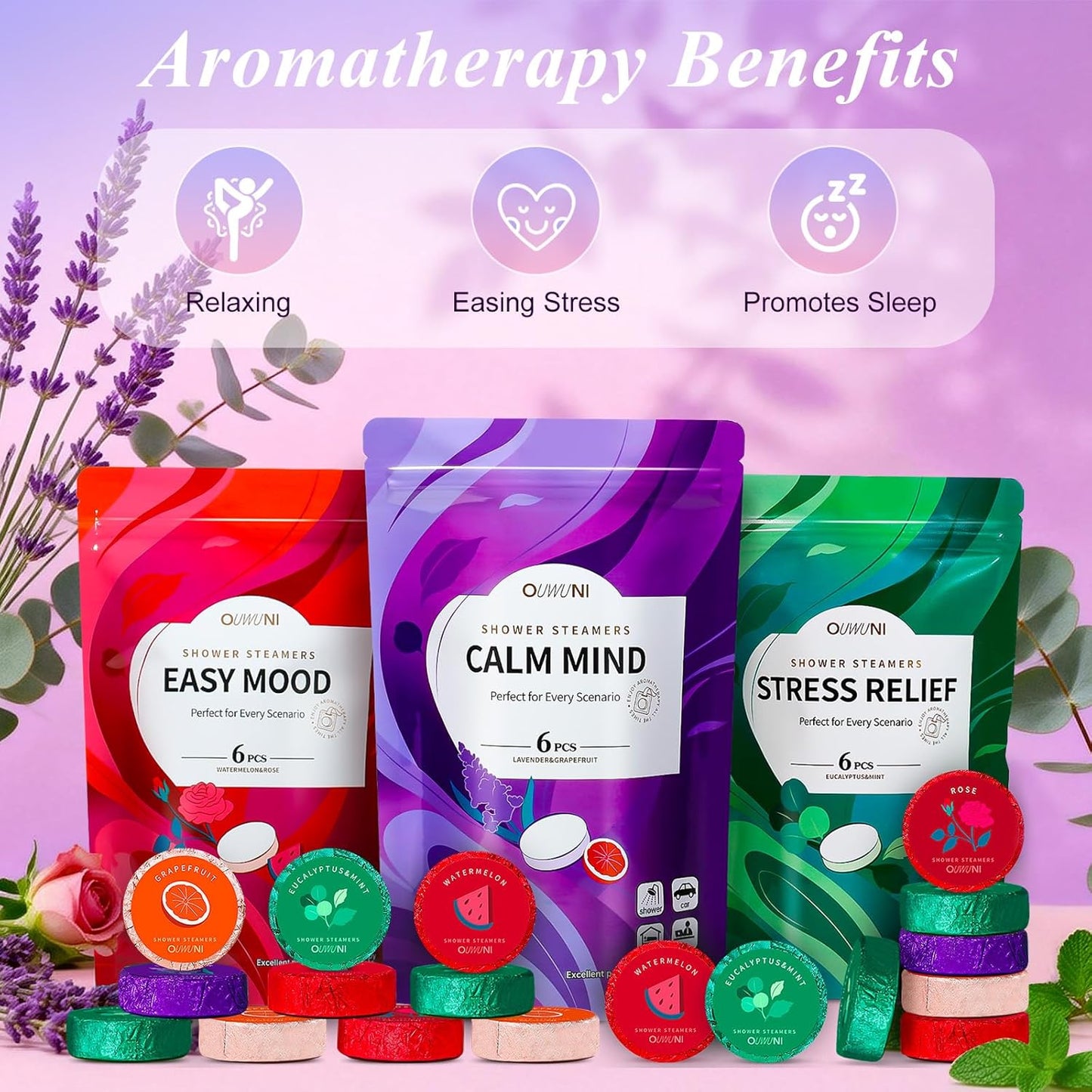 Shower Steamers Aromatherapy - 18 Pack Shower Bombs Natural Organic Essential Oils, Birthday Gifts for Mom Wife, Self Care Relaxation Gifts for Women Her Grandma