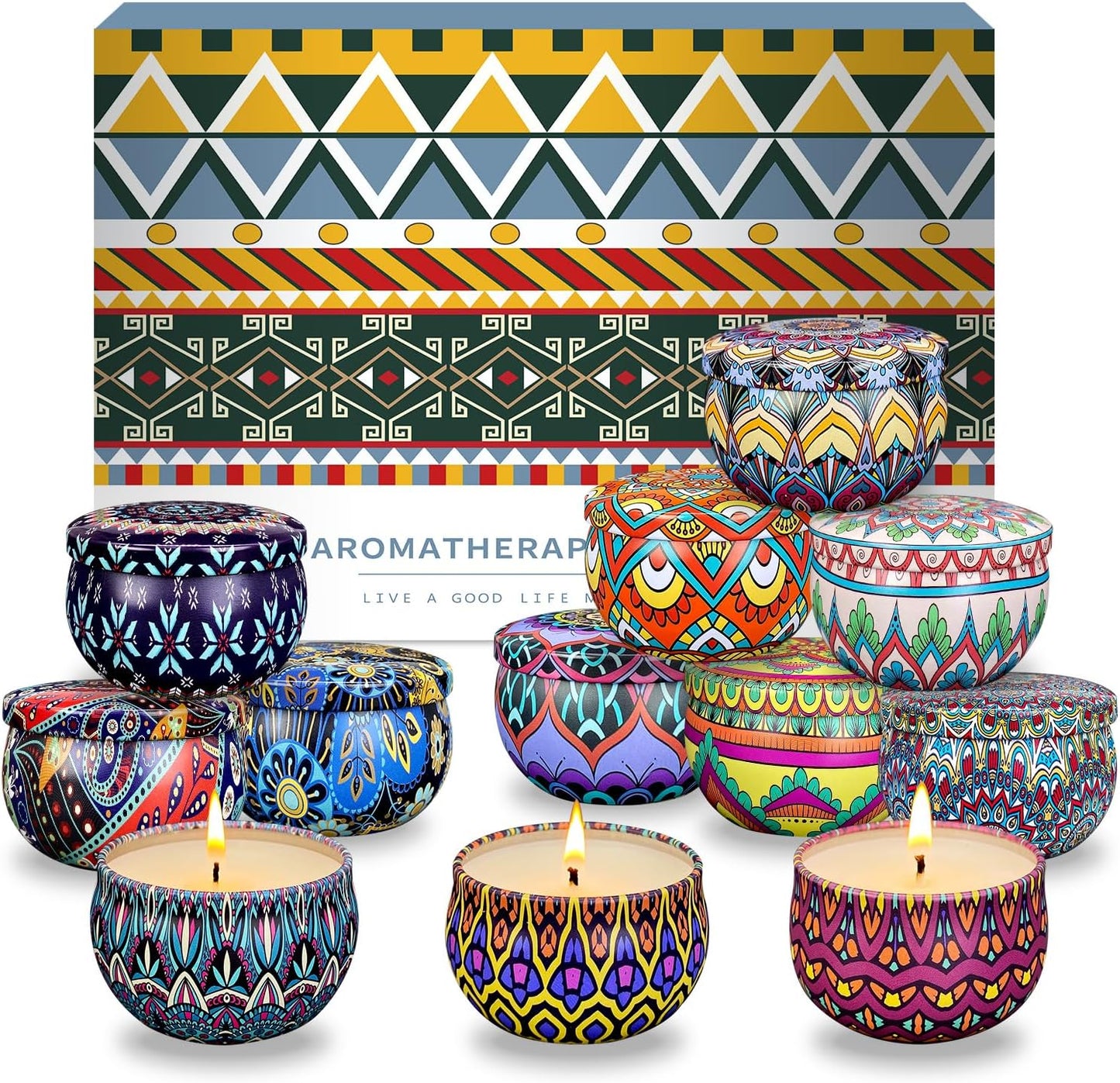 Scented Candle Gift Set, 12 Pack, 300 Hour Long Lasting Soy Wax Fragrance Set, Birthday for Women with Gifts Box.
