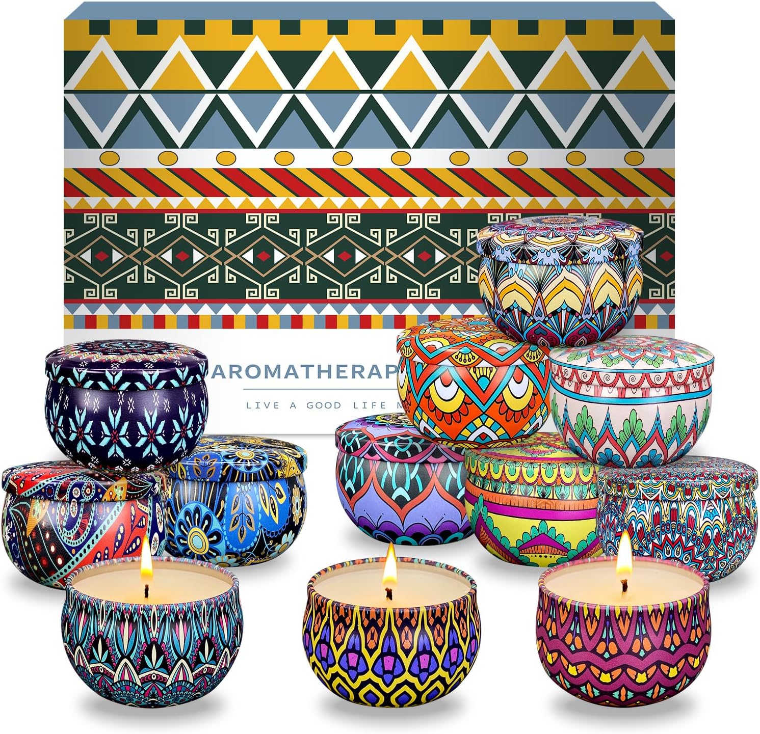 Scented Candle Gift Set, 12 Pack, 300 Hour Long Lasting Soy Wax Fragrance Set, Birthday for Women with Gifts Box.