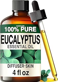100% Pure Eucalyptus Oil - 4 Fl Oz Eucalyptus Essential Oil for Hair, Skin, Diffuser, Aromatherapy & DIY Soap Making Scent