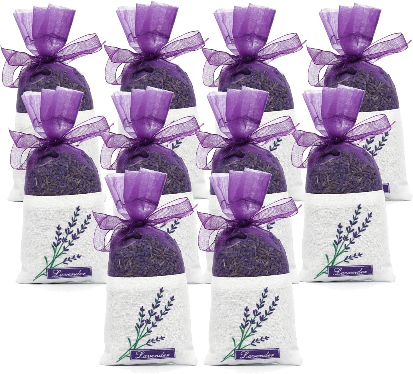 Lavender Sachets Bag for Drawers and Closets，Perfect for Cars, Gym Bags or Anyplace that Needs to Smell Better，Long-Lasting Fresh Scents，Pack of 10