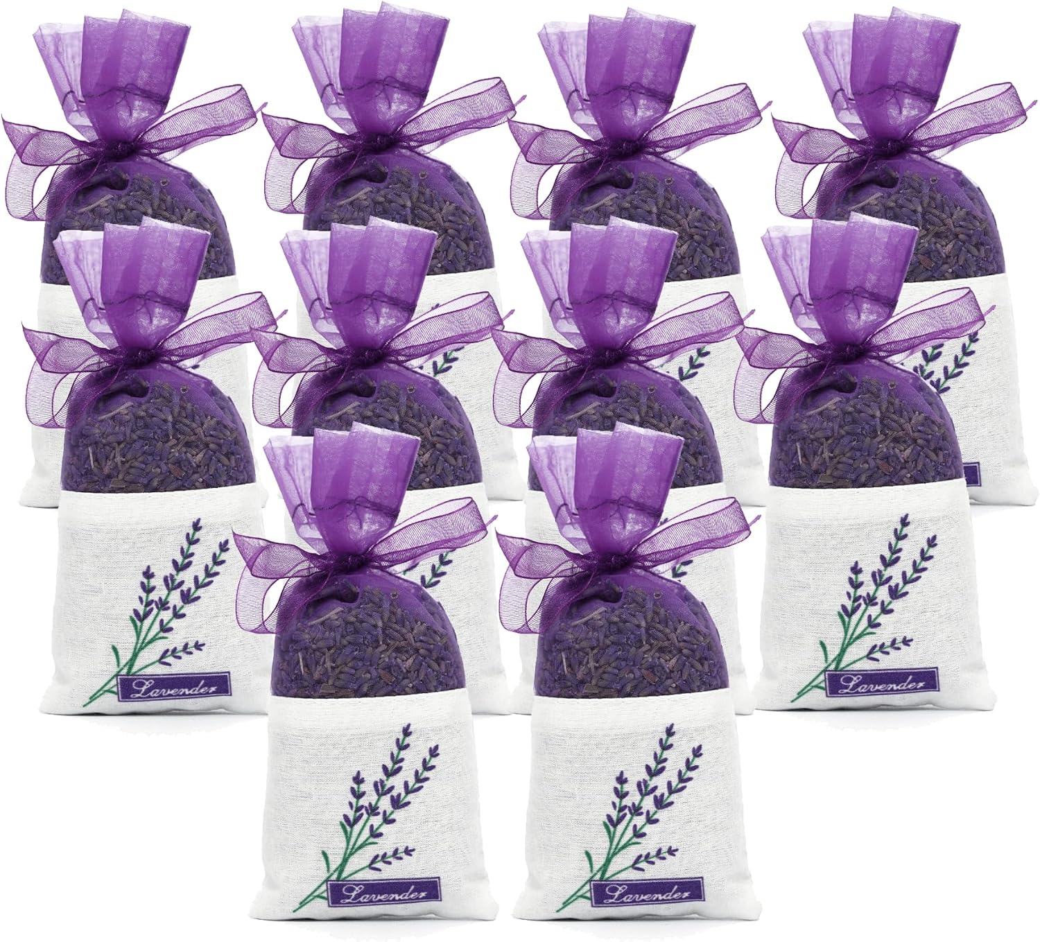 Lavender Sachets Bag for Drawers and Closets，Perfect for Cars, Gym Bags or Anyplace that Needs to Smell Better，Long-Lasting Fresh Scents，Pack of 10