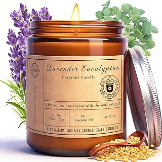 Scented Candles - Lavender Eucalyptus Candles for Home Scented, 7oz Soy Wax Aromatherapy Candle, Stress Relief, Calming Candle for Relaxation, Non Toxic, Birthday Gifts for Women & Men