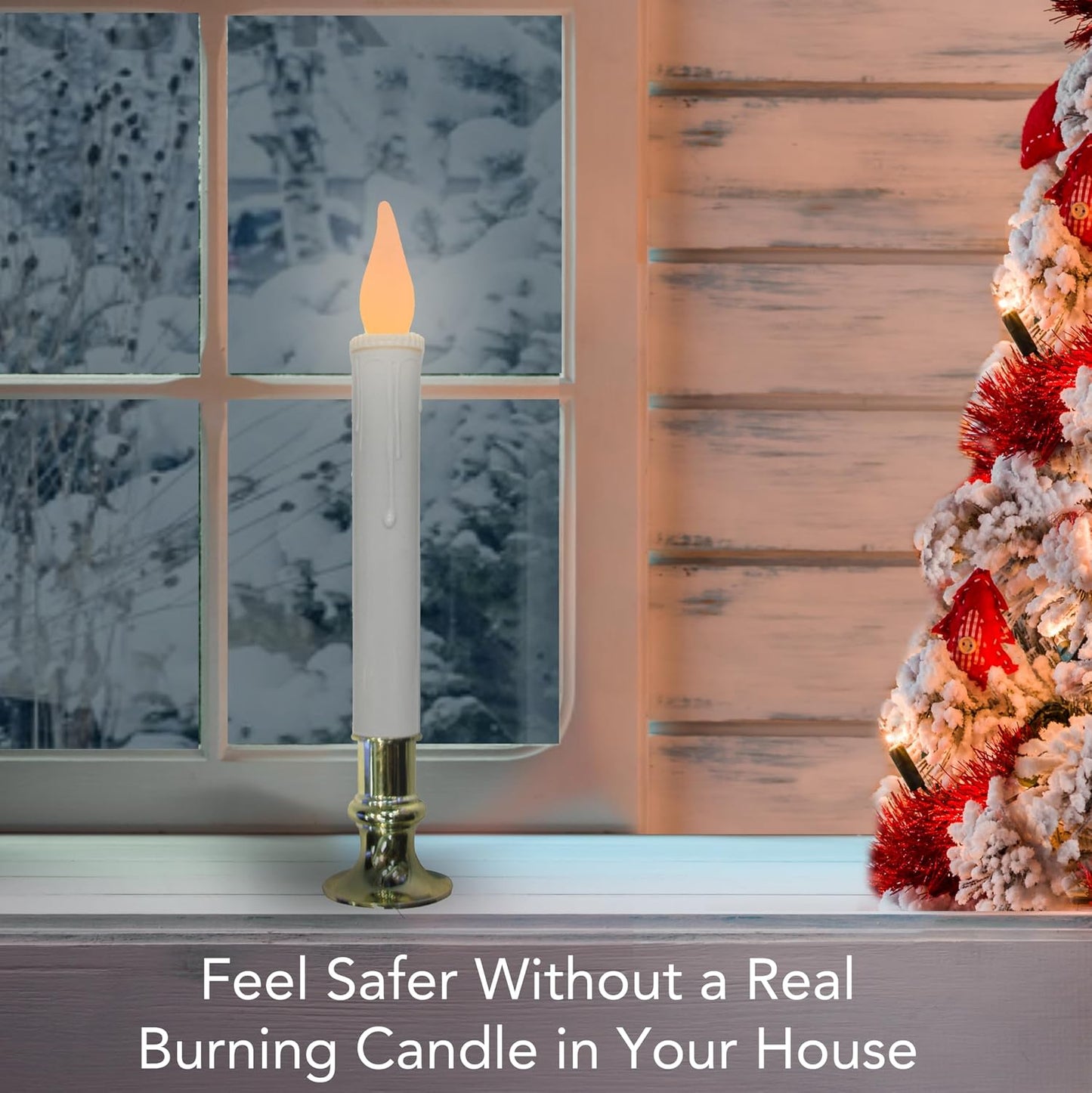 Brite Star Battery Operated 9-inch LED Candles - 1 Count Flickering Flameless Candles with Timer - Perfect for Indoor Window, Outdoor Patio Home Décor