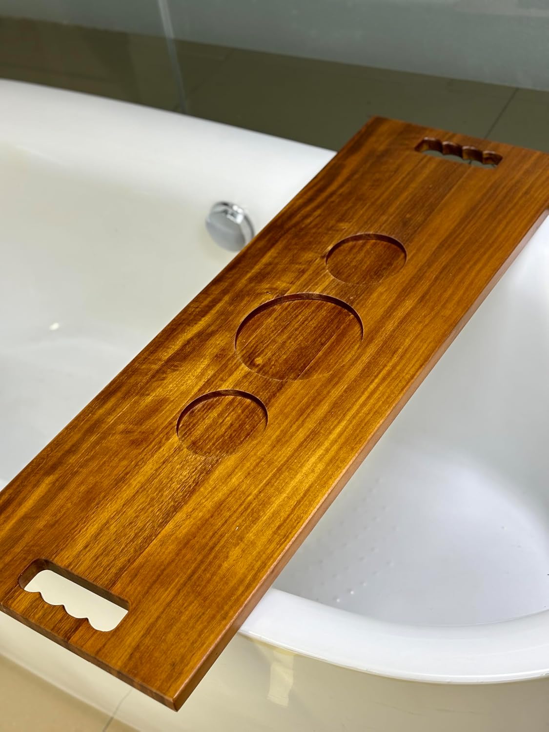 Wood Bathtub Tray with Handles – 35 x 12 Inch Large Luxury Bath Caddy