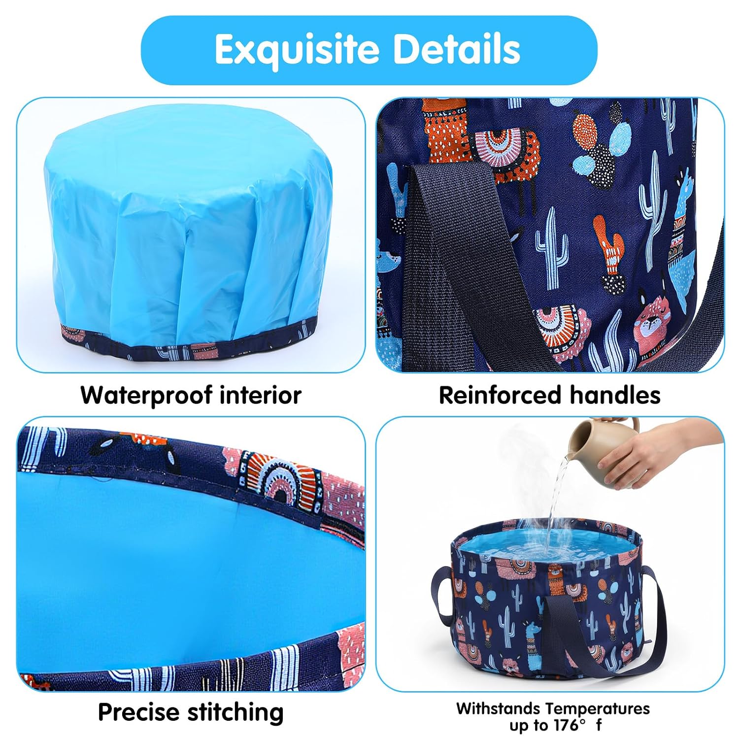 Collapsible Bucket for Soaking Feet - Portable Foldable Foot Bath Tub Spa Basin for Travel, Home Pedicure & Outdoor Camping (Blue)