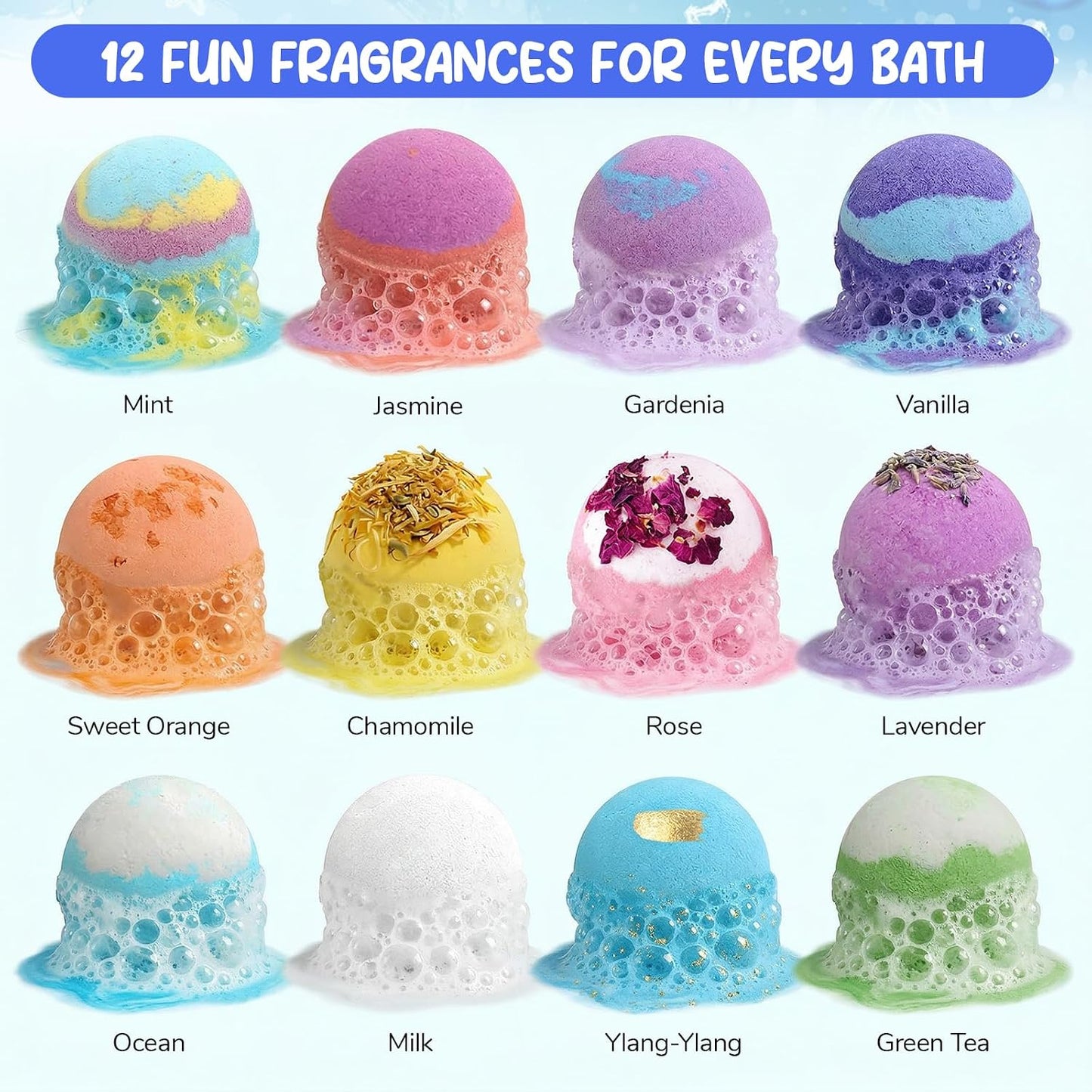 12pcs Bath Bombs for Kids – Bath Bombs with Toys Inside, Fun, Educational, and Child-Safe Natural Bath Bombs with Toys, Great Gift for Kids’ Birthdays & Christmas