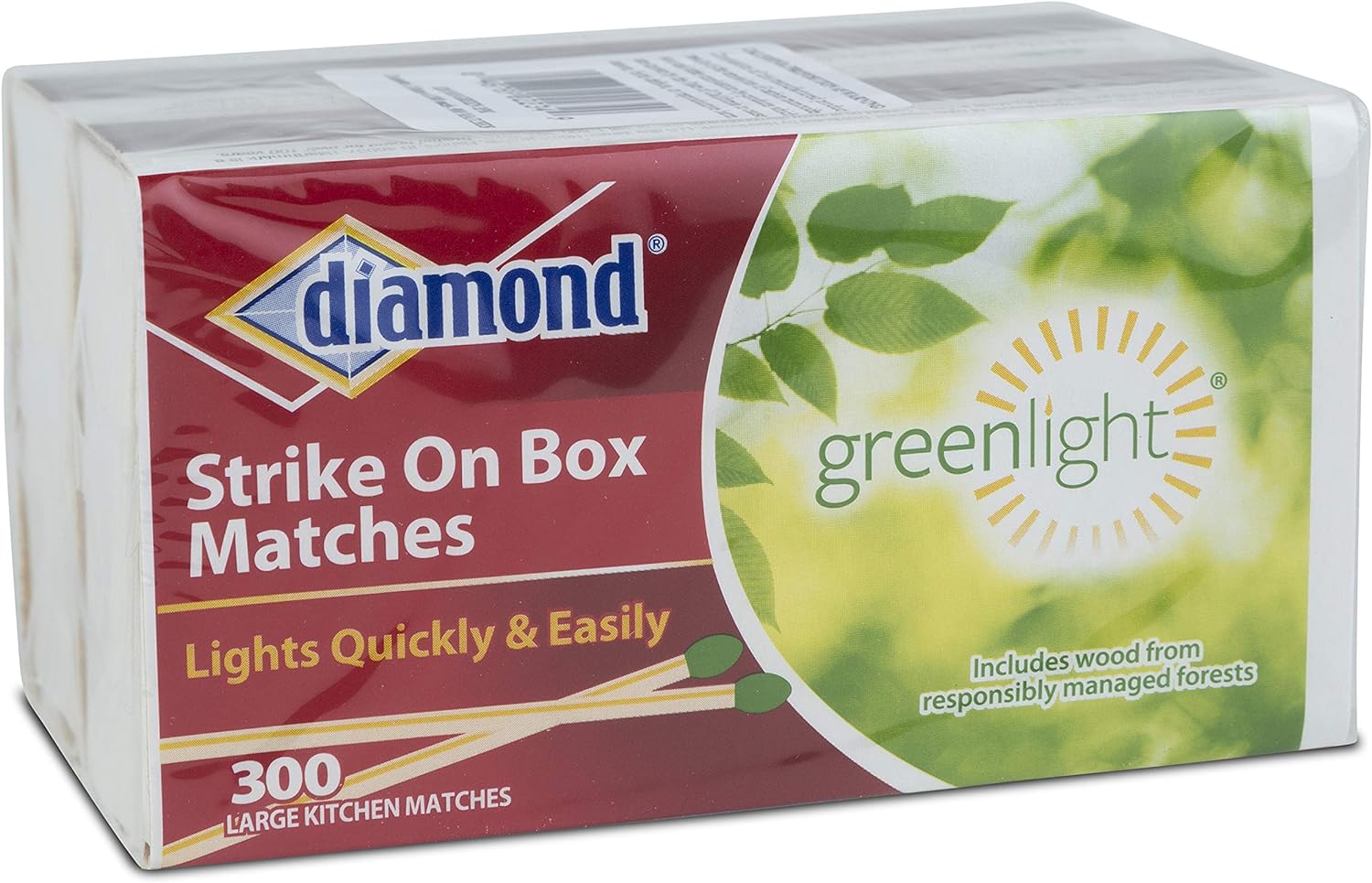 Diamond Greenlight Strike on Box Matches, 300 Count (Pack of 2)