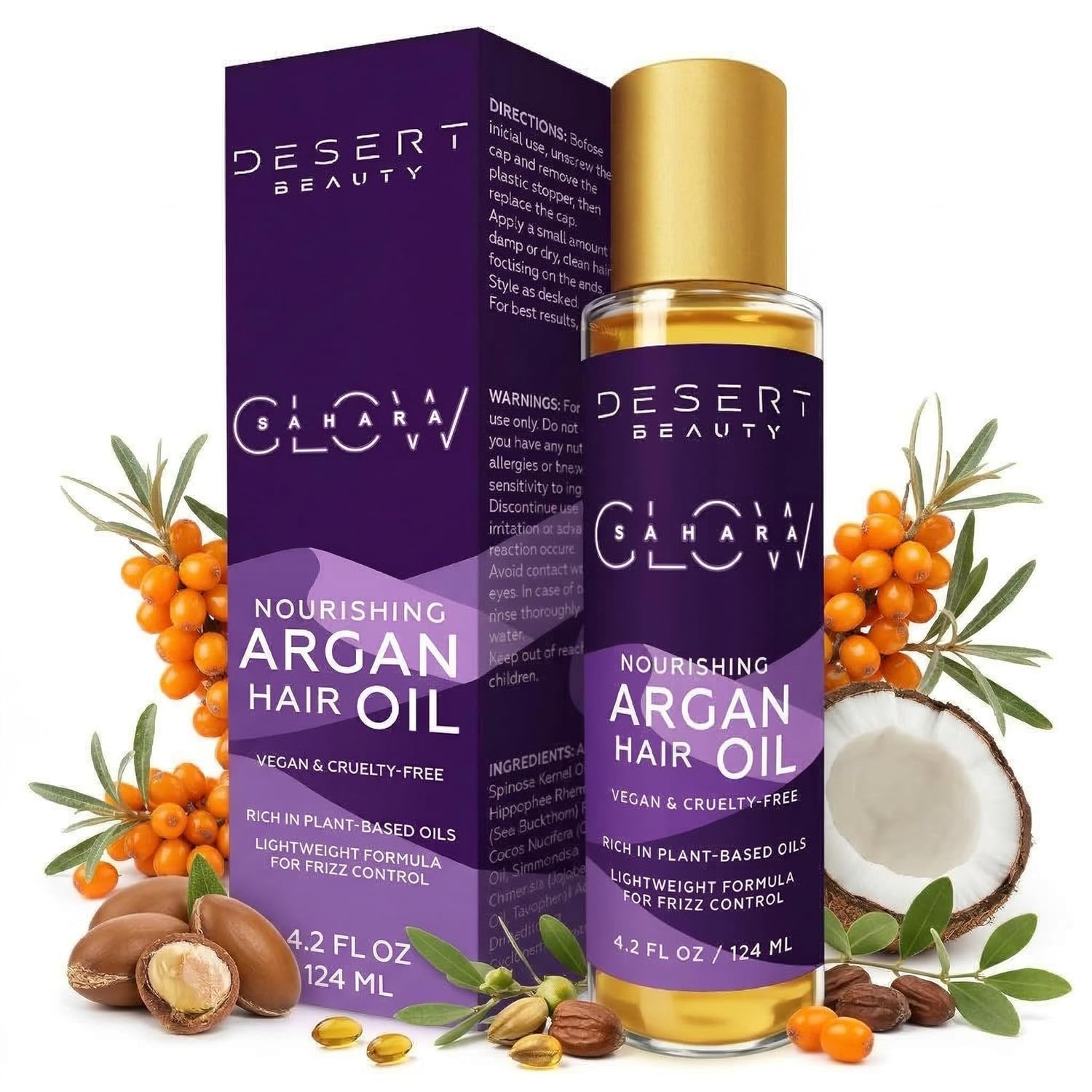 Argan Oil, 4 oz, Hair Oil Treatment for Dry Damaged Hair, Leave-in Conditioner, Hydrating, Strengthens, Natural, Cruelty Free