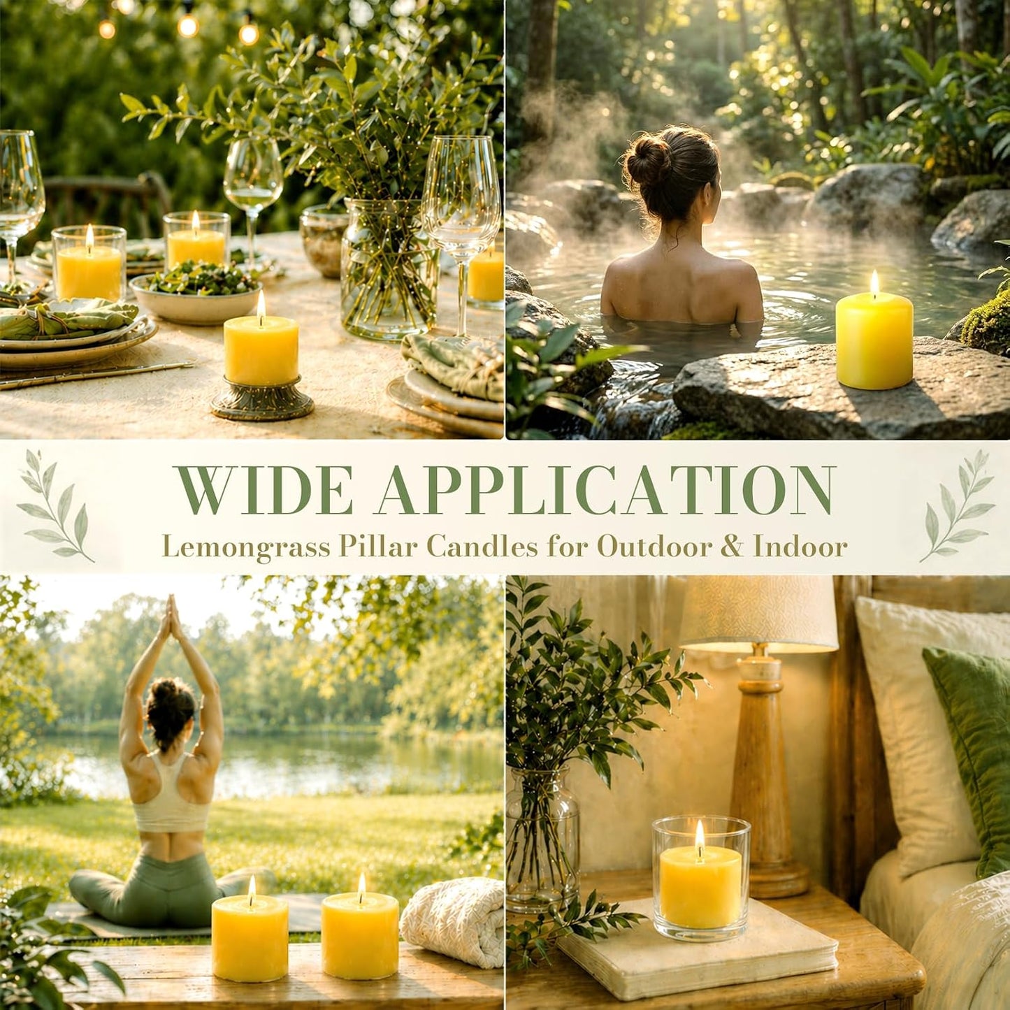 12 Pack Yellow Citronella Pillar Candles Outdoor & Intdoor,Lemongrass Scented Pillar Candles,Smokeless Dripless Citronella Candle Set for Patio Home Garden Weddings Pool Party in Summer