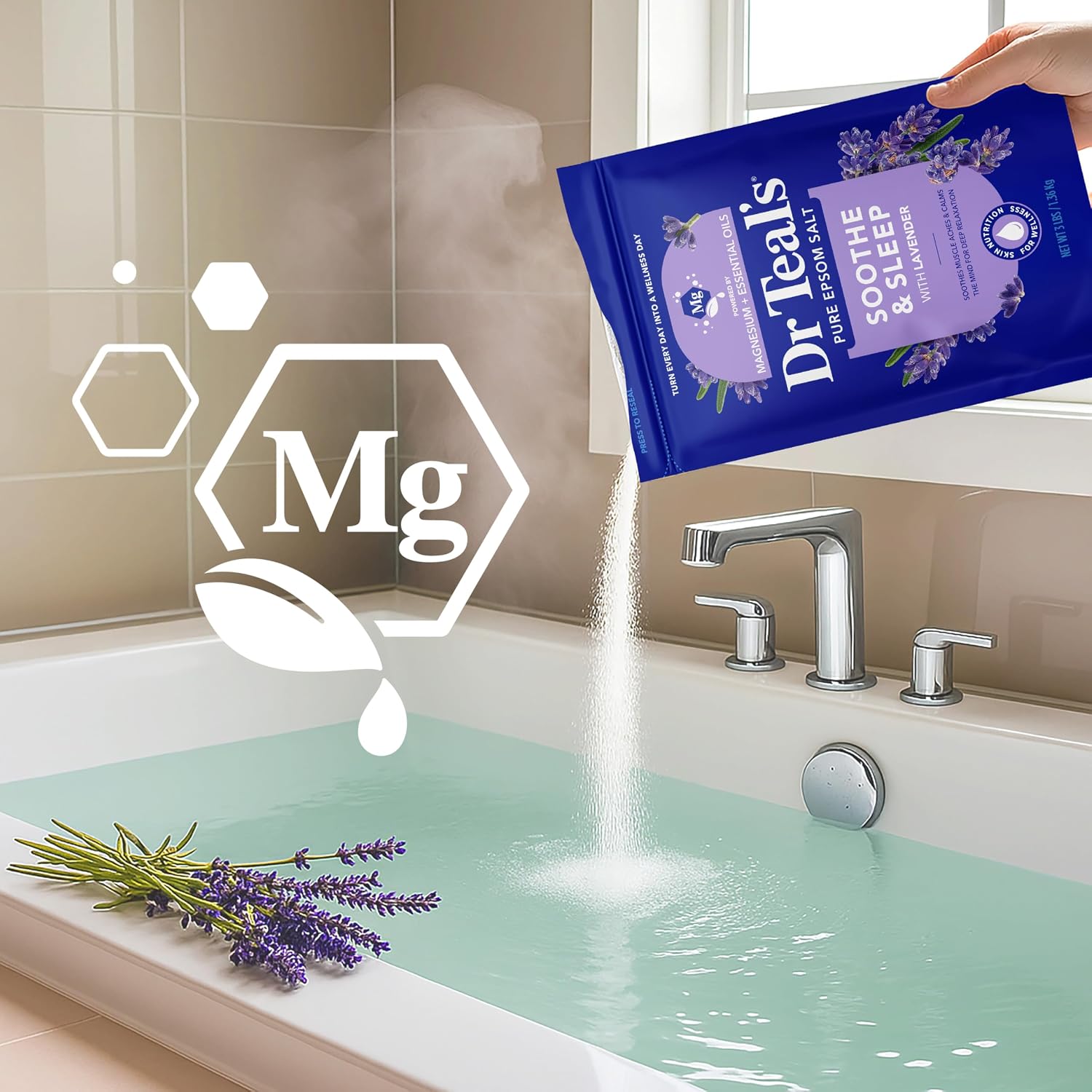 Dr Teal's Epsom Salt Soaking Solution, Soothe & Sleep, Lavender, 3lbs