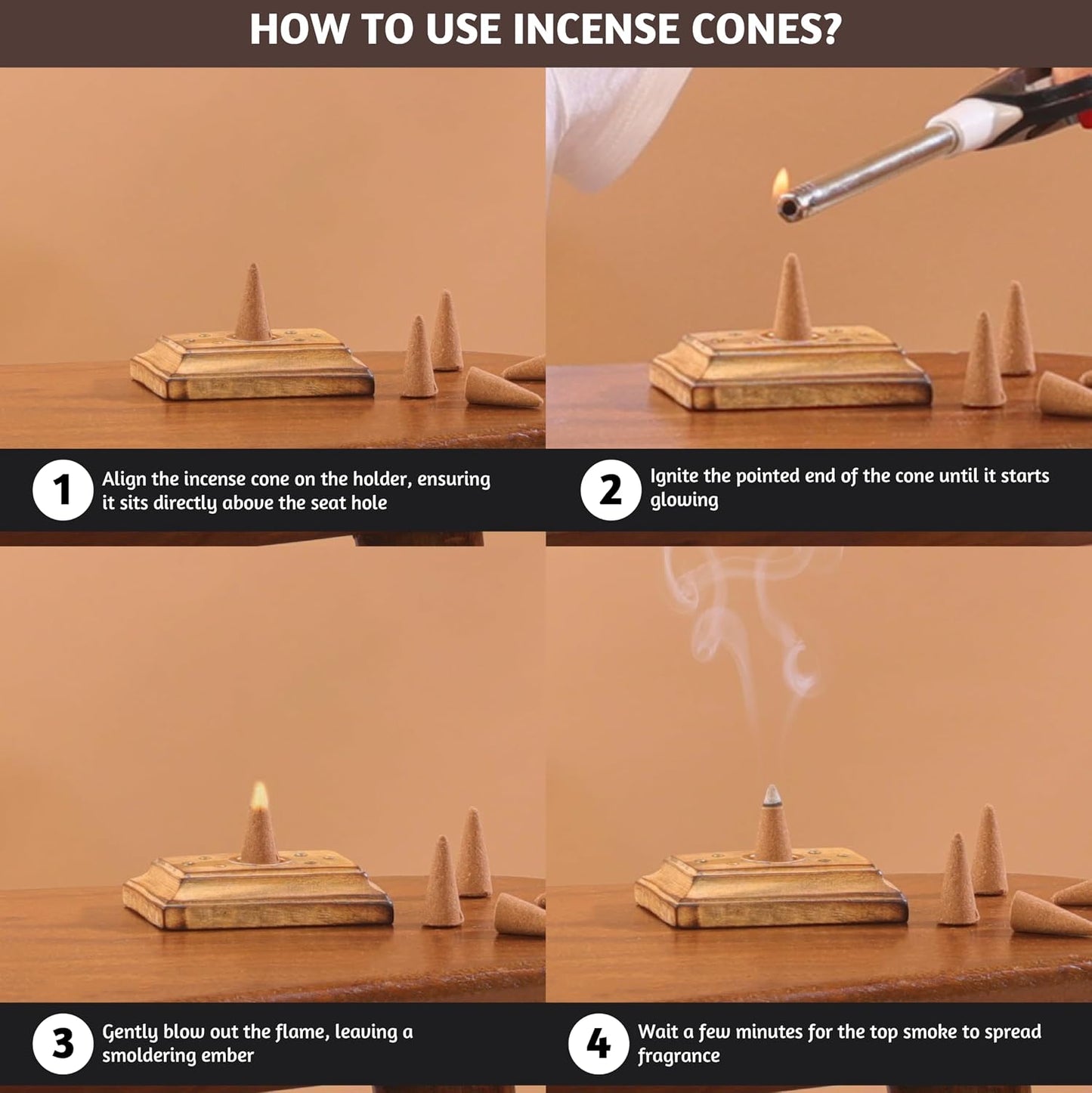 Folkulture Incense Cones Scented, Set of 2 Frankincense & Sandalwood Inscents-Cones (30 Cones), Variety Pack of Insence Cones for Relaxation, Aromatherapy & Air Purification