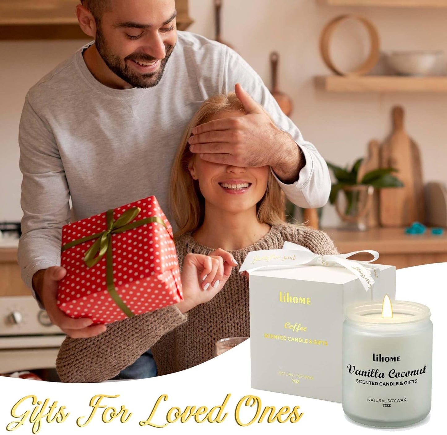 Candles Gifts for Women - Natural Soy Wax Candle for Home Scented Perfect for Christmas, Birthday, Mother's Day, Vanilla Coconut Candles