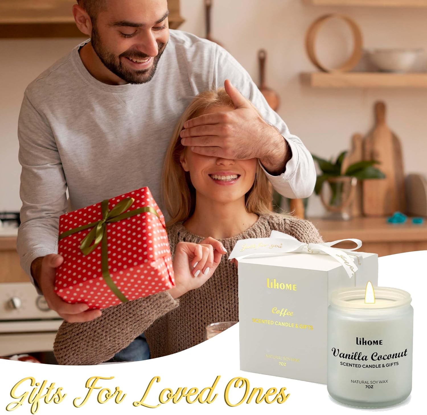Candles Gifts for Women - Natural Soy Wax Candle for Home Scented Perfect for Christmas, Birthday, Mother's Day, Vanilla Coconut Candles