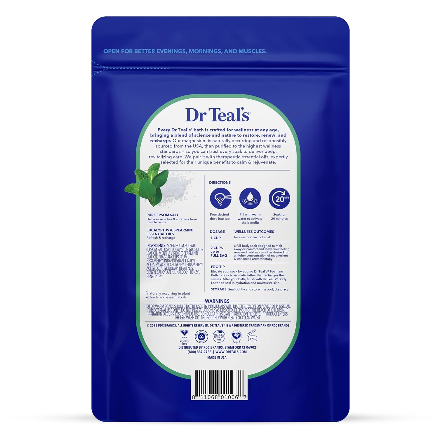 Dr Teal's Pure Epsom Salt, Relax & Relief with Eucalyptus and Spearmint, 3 lb (Pack of 4)