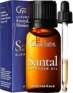 Gya Labs Santal Diffuser Essential Oil Blend - 100% Pure Natural Aromatherapy Sandalwood Essential Oils for Diffusers for Home - Santal Perfume for Car & Office (0.34 Fl Oz)