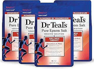 Dr Teal's Pure Epsom Salt Soak, Wellness Therapy with Rosemary & Mint, 3 lbs (Pack of 4)