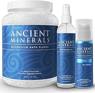 Ancient Minerals Magnesium Bath Flakes - Magnesium Oil Spray and Lotion Ultra with MSM - High-Absorption Efficiency for Relaxation, Wellness & Muscle Relief