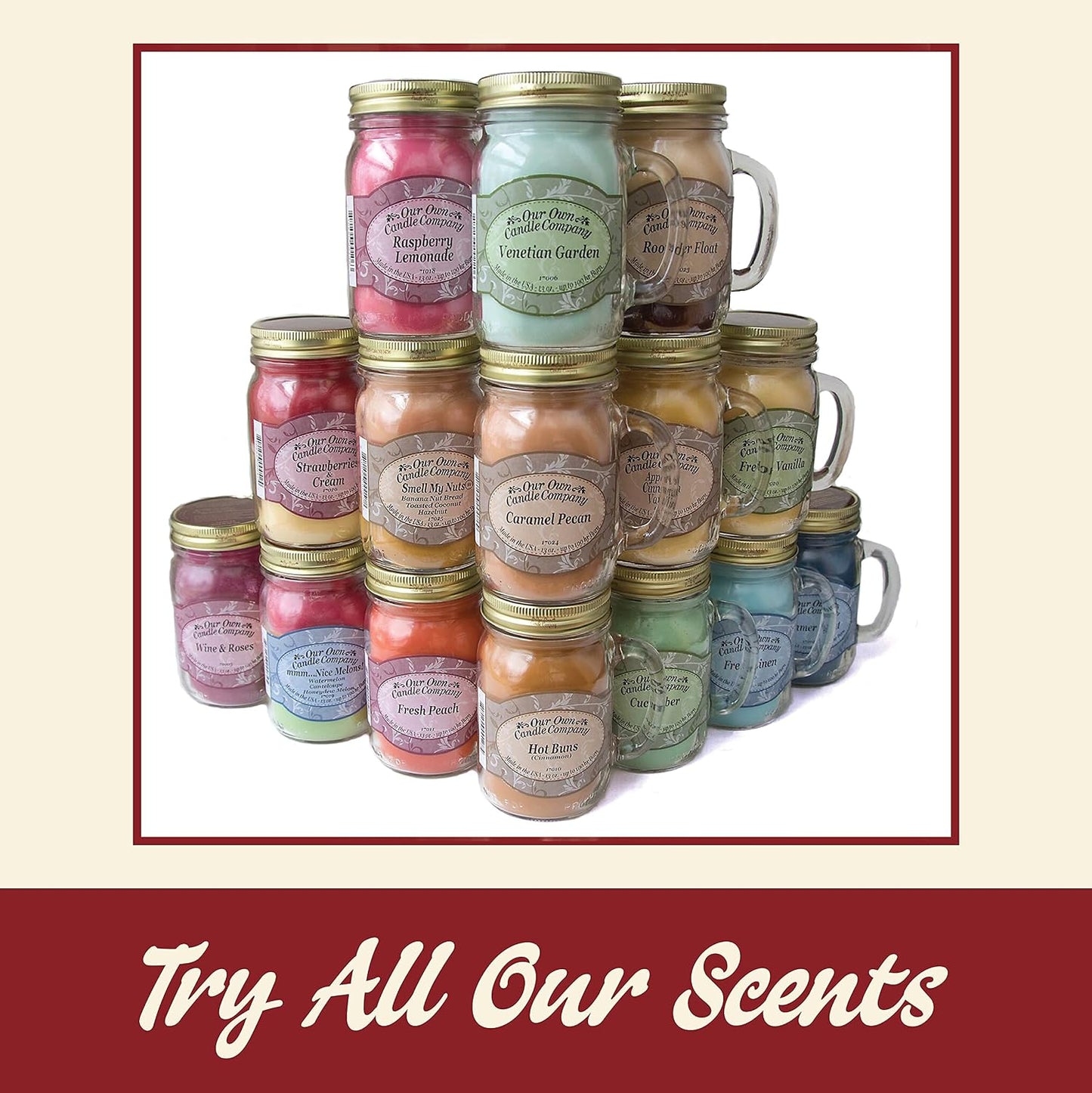 Our Own Candle Company, Coconut Banana Scented Mason Jar Candle, 100 Hour Burn Time, 13 Ounces