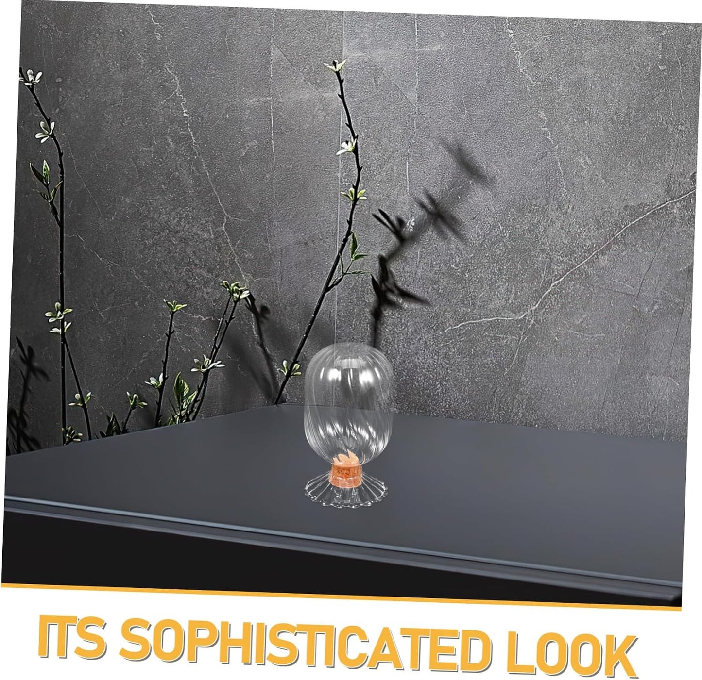 Cabilock Smoke Glass Match Cloche Elegant Decorative Matches Holder with Sealed Lid Clear Glass Storage Jar for Candle Matches Toothpicks Home Decor Easy to Clean Maintain
