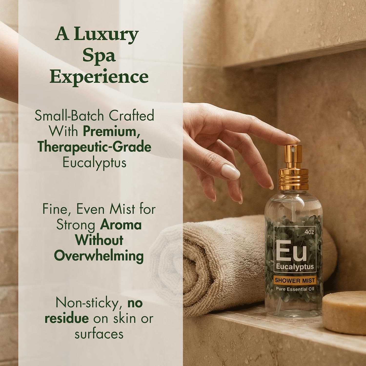 Eucalyptus Shower Spray - 100% Pure Eucalyptus Spray, Spa-Grade Aromatherapy Shower Mist - Essential Oil Steamer, Made in USA (2 oz)