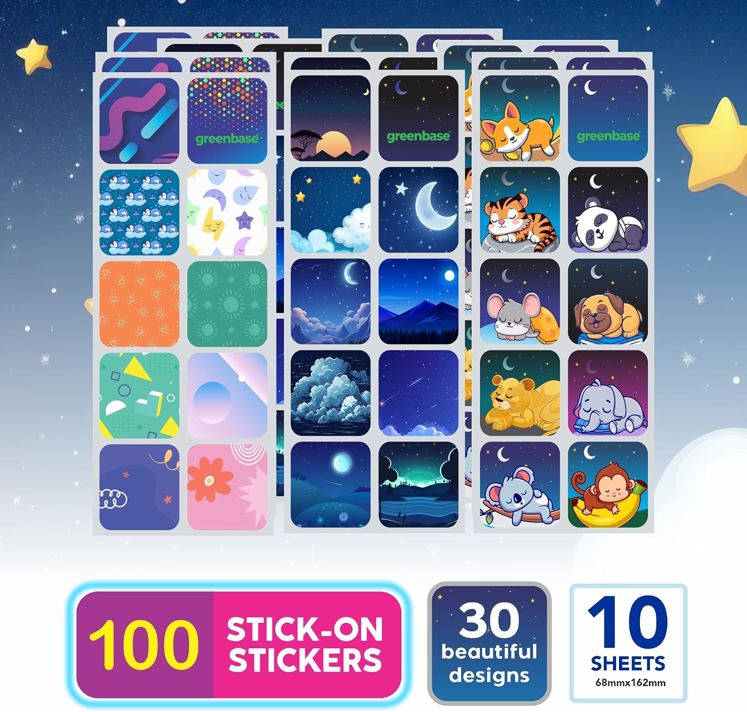 Sleep Stickers for Kids & Adults - 100 Travel Pack Aromatherapy Bedtime Stickers with Lavender, Sweet Orange & Cedarwood - Drug and Melatonin Free Stick-On Sleep Patches for Pillow, Clothing