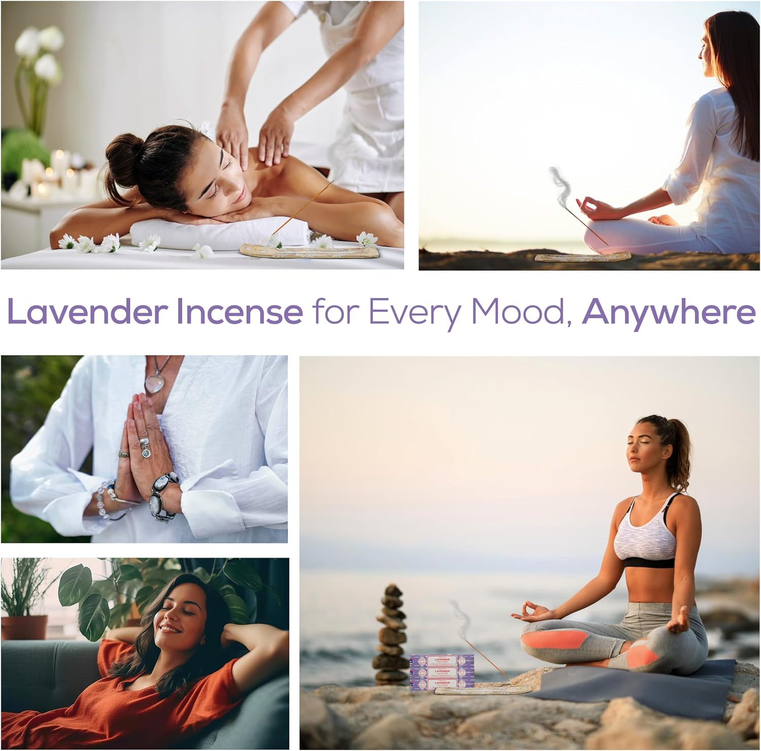 Satya Lavender Incense Sticks, Satya Bng (Bangalore) Insenses 15gmx3 Pack (45 GMS) with Raajsee Incense Holder Bundle, Satya Nagchampa Natural Incense