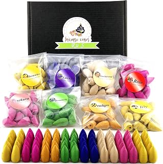 152 Pcs Backflow Incense Cones 8 Mixed Natural Scents Sandalwood Rose Lily Tulips Rosemary Lavender Sakura Osmanthus(Incense Cones)