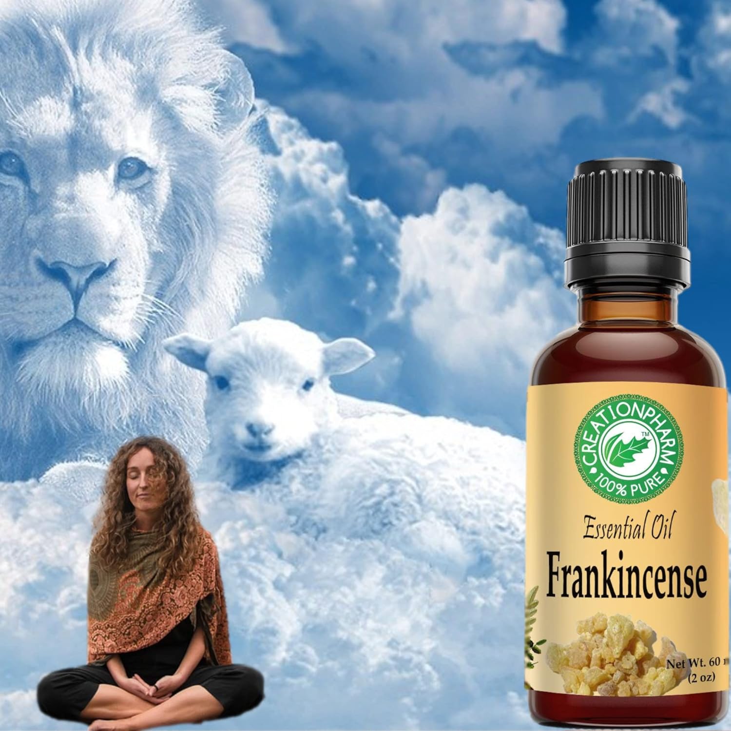 Creation Pharm Frankincense Essential Oil 2 oz Therapeutic Grade 100% Pure Aceite esencial de incienso Premium Olibanum Aromatherapy for Spa Diffuser Office Home Economy Size
