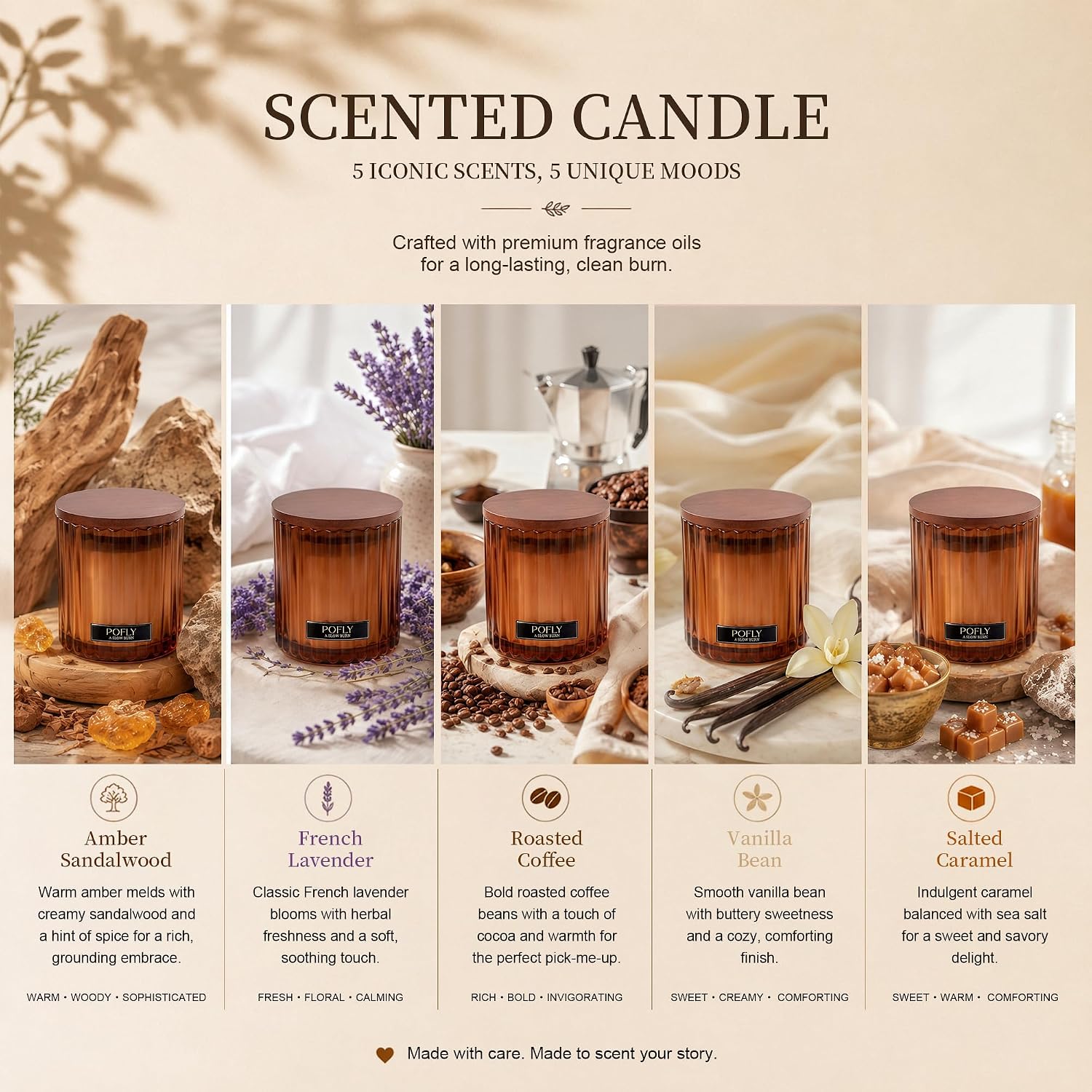 Roasted Coffee Scented Candle with Crackling Wood Wick, Hand Poured Soy Wax Candle, Long Lasting Aromatherapy Candle for Home, Candles for Men, 5.29 Oz