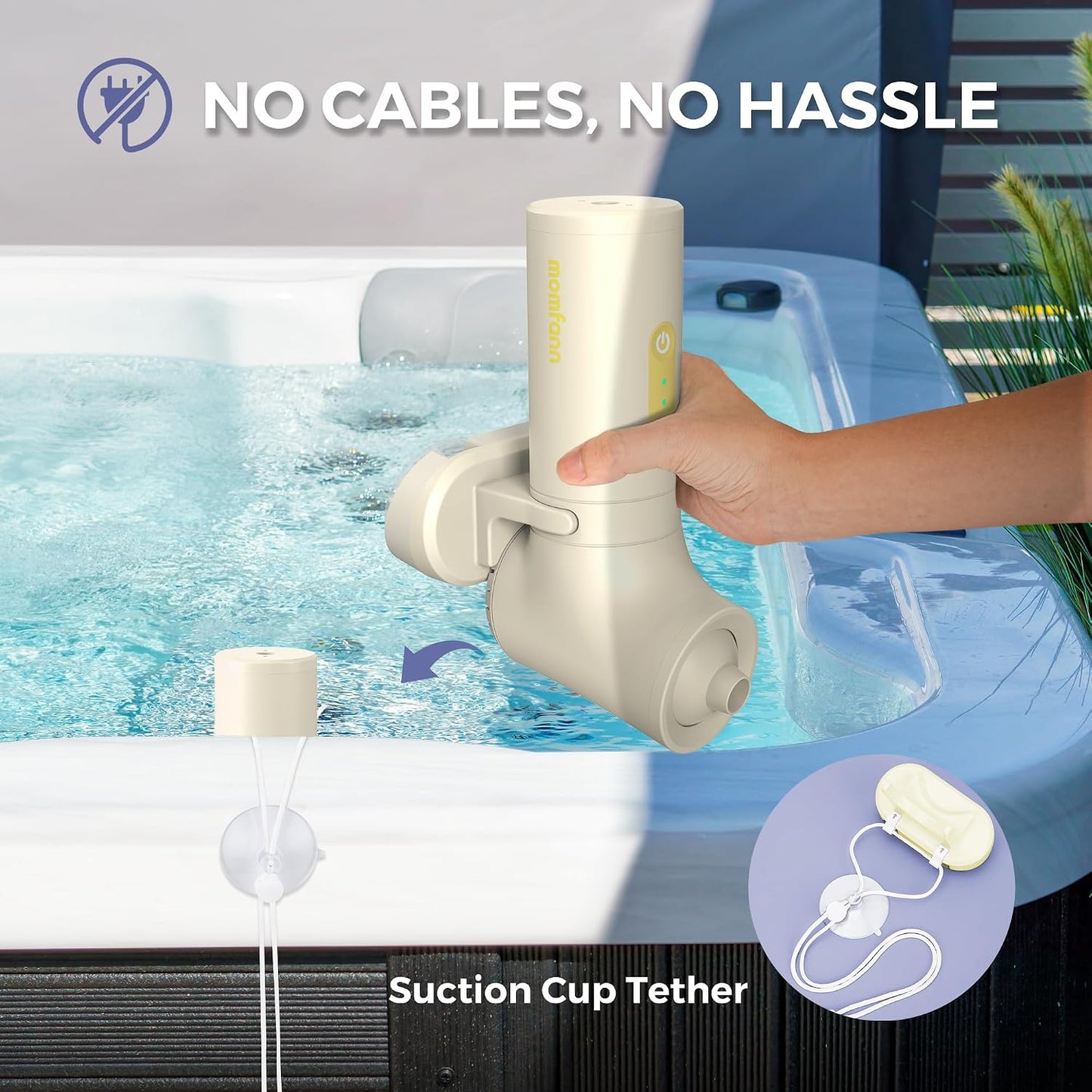 MOMFANN Bath Jet Spa, Cordless Portable Bathtub Accessories with 3-Level Adjustable Speed, Bubble Maker/Bath Jet Mode, Bathtub Jets for Home Spa, Relaxing (Yellow)