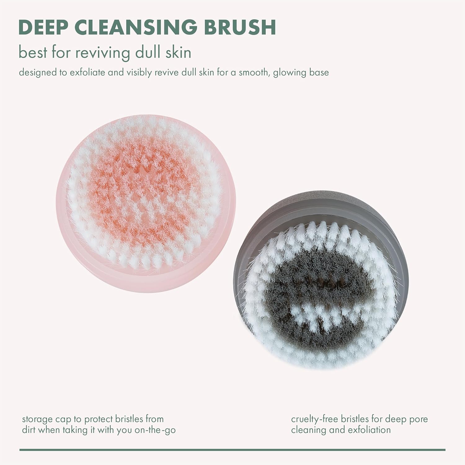 EcoTools Deep Cleansing Facial Brush, Makeup Remover Tool + Dry Brushing Body Brush for Circulation, Cellulite Massage, Dead Skin Removal, Self-Care Gifts, Natural Beige, Synthetic