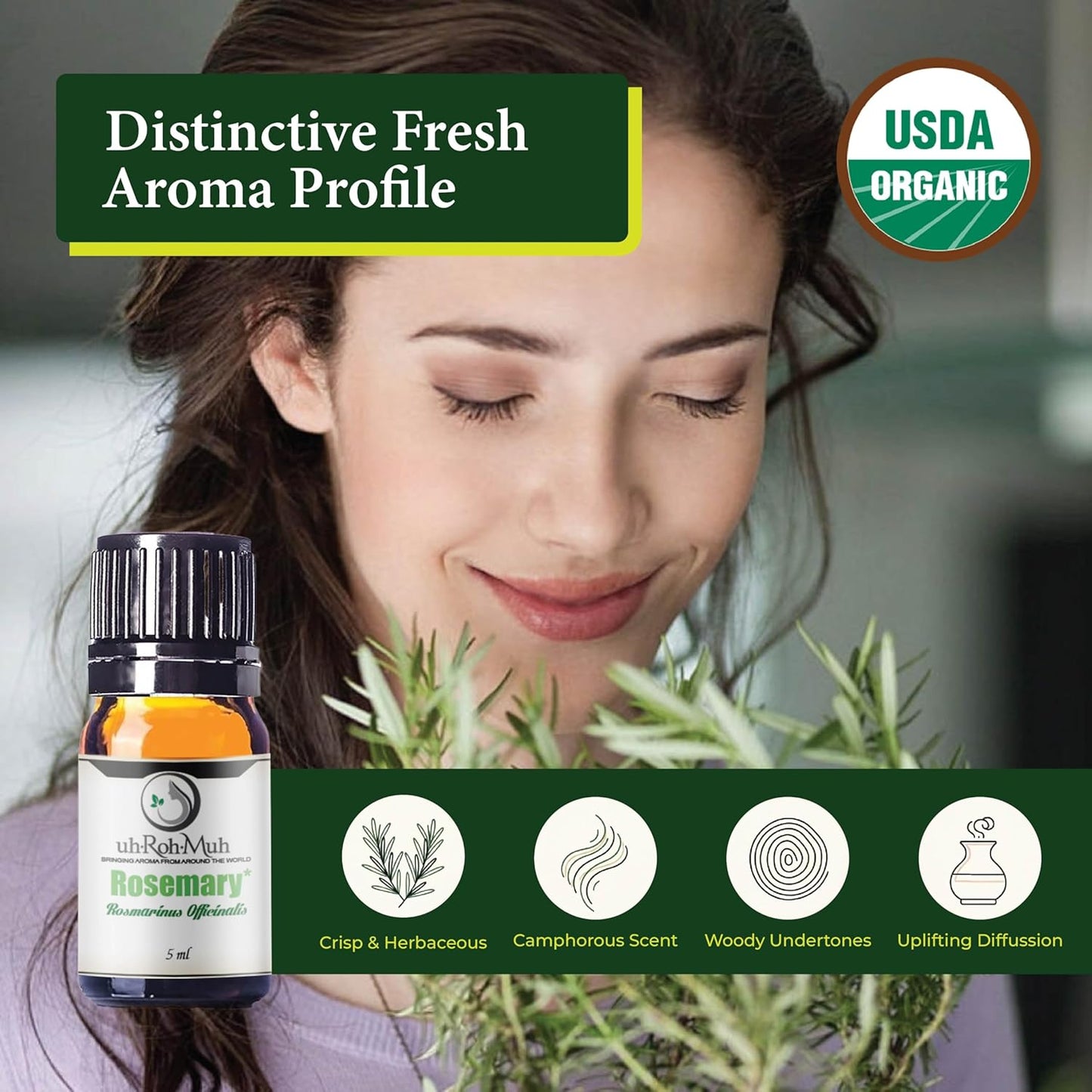 Organic Rosemary Essential Oil Chemotype Cineole | 100% Pure Steam Distilled Rosemary Oil | Fresh Herbaceous Aroma for Diffuser Aromatherapy, Massage Blends & DIY Recipes | Spain – 5ml