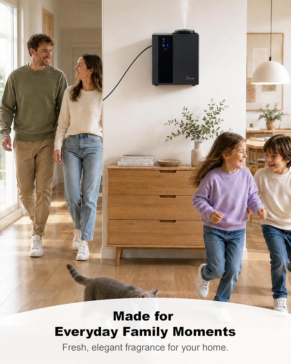 HVAC Diffuser Scent System Whole House - 4500 Sq Ft,Metal,Ultra Quiet,Safety Lock,Bluetooth App,Hotel Commercial Collection Diffuser Machine - Black,Includes 2 x 60ml Oils